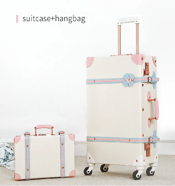2022 Newest High Quality PU Leather Women  Hand-Made Trolley Luggage Suitcase