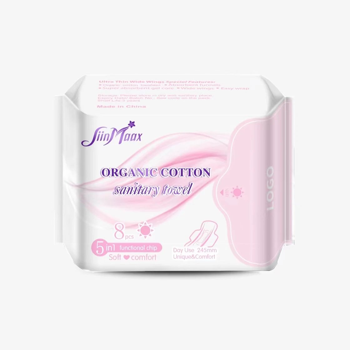 Organic Cotton Menstrual Feminine Hygiene Period Lady Napkin Sanitary Pad For Women