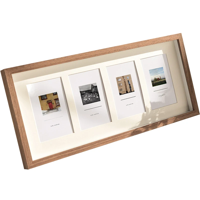 Modern 3 Pictures Wooden Desk Frame Tabletop Display Unique Gifts for Christmas Grandparents Family Friends