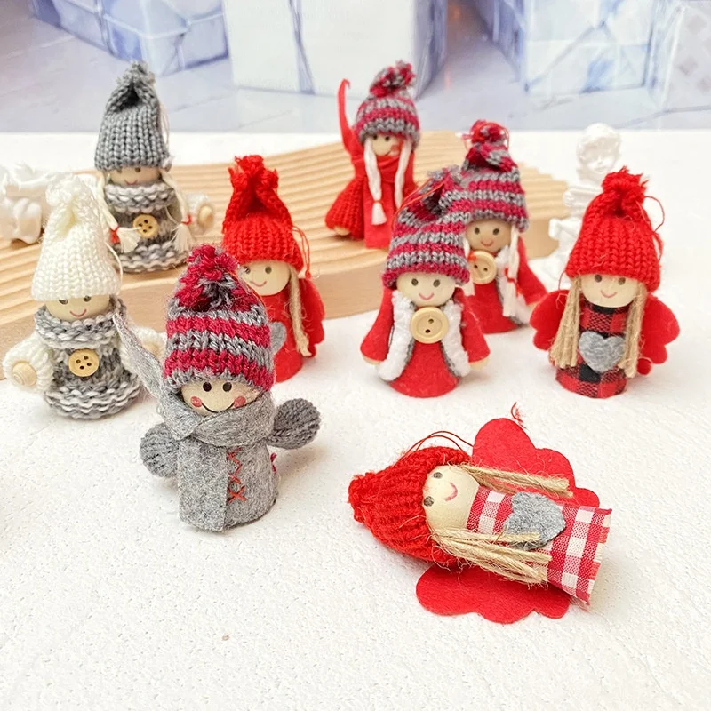 New Arrivals Christmas Wooden Toys Mini Dolls Plush Gnome Santa snowmen Gifts Products Christmas Tree hanging Ornaments