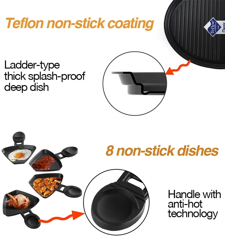 Round Shape Raclette Grill Smokeless Indoor BBQ Korean Style  Electric Grill Non-Stick Griddle