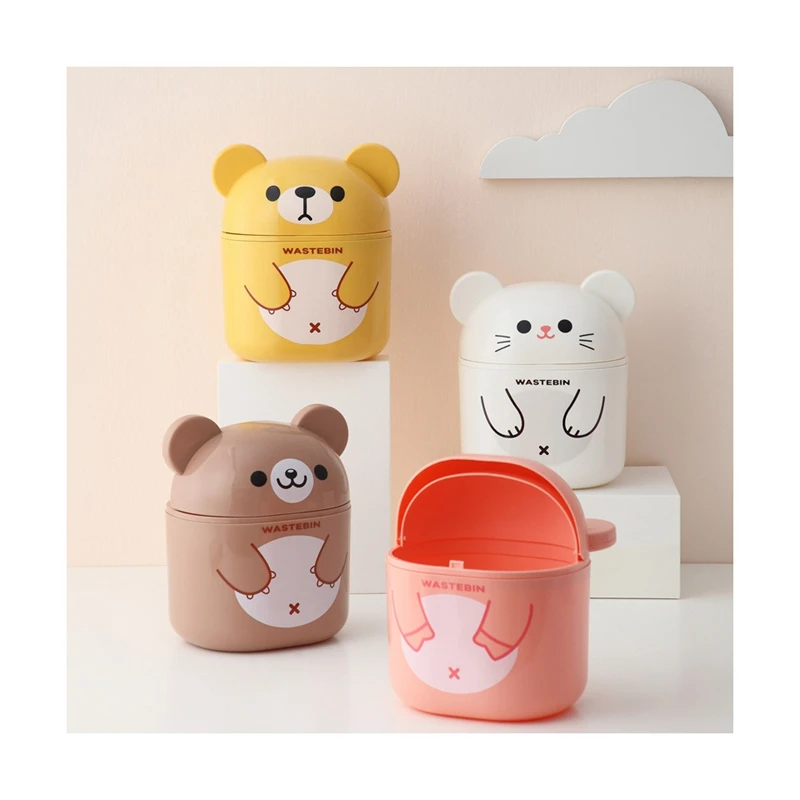 Desktop Trash Can Mini Storage Bucket With Lid Creative Home Office Garbage Bin