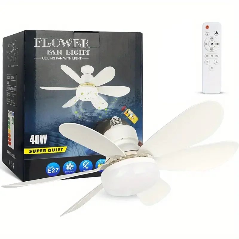 Remote Control LED Ceiling Fan with Lighting Lamp Blade Fan Lamp E27 Converter Lamp for Bedroom Living Fan Light