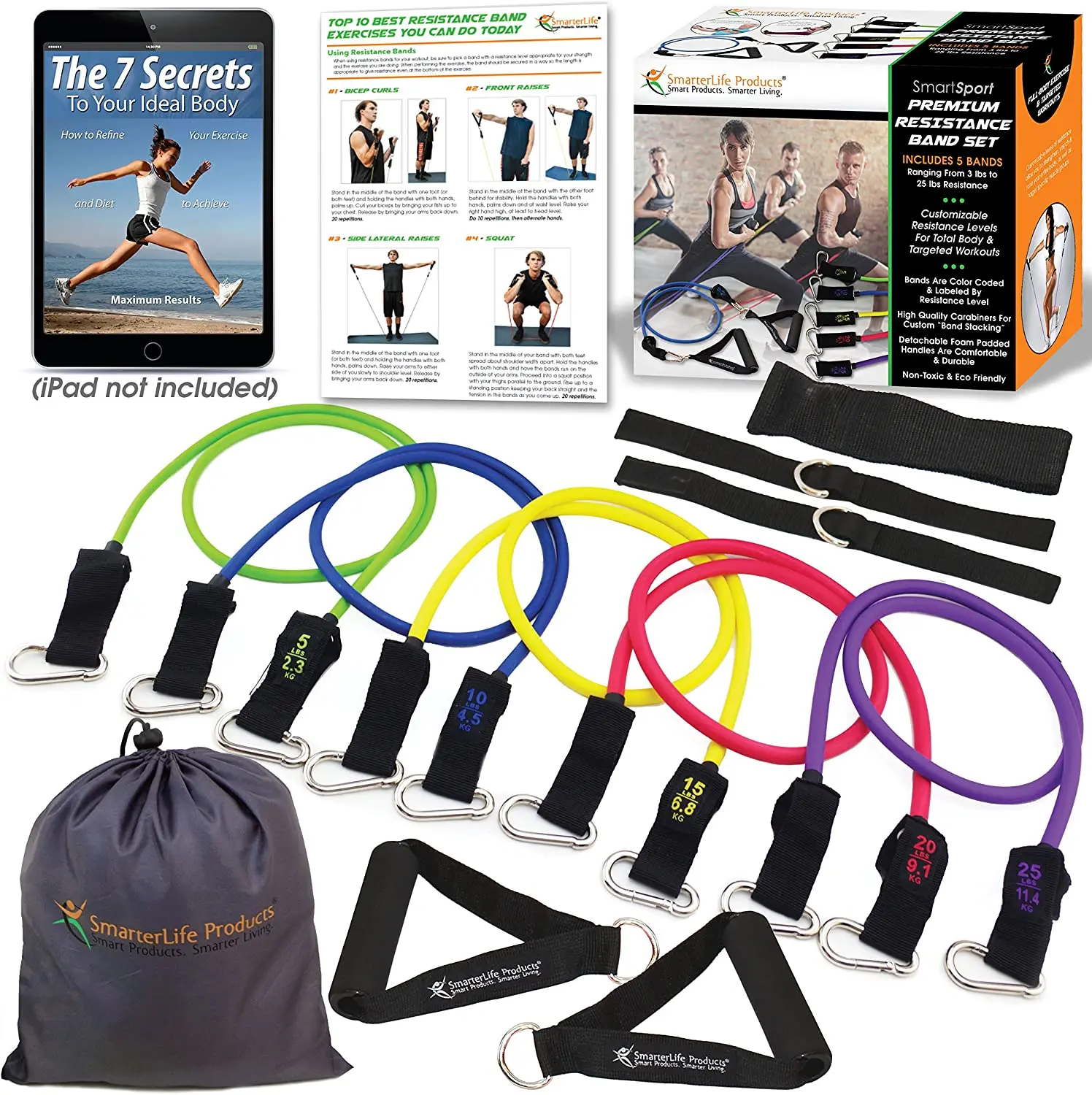 Adjustable 5 levels Resistance Band Heavy Duty Gym Fitness Workout Elastic 11pcs Latex Resistance Bands Tube Set
