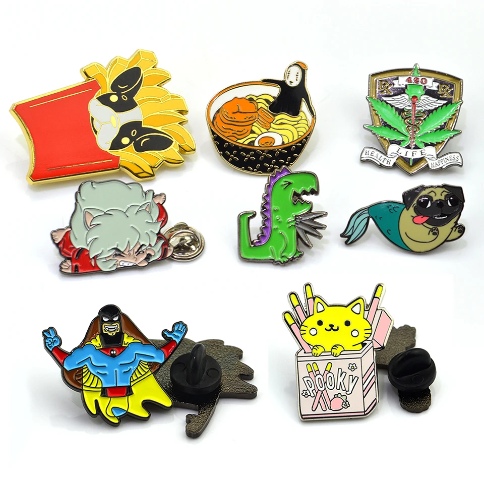 Supplier Wholesale popular anime cartoon lapel hat pin custom hard soft enamel metal pins