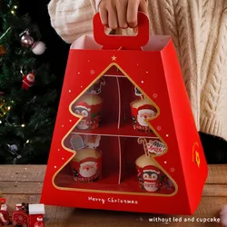 Christmas Baking Cupcake Packaging Box Cupcake Double Trapezoid Tower Dessert Table Gift Packaging Paper Box without Led Cupcake