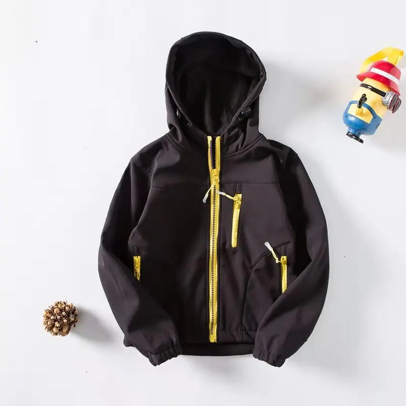 
Windbreaker Fleece Lined Softshell Boys Girls Hooded Jacket 
