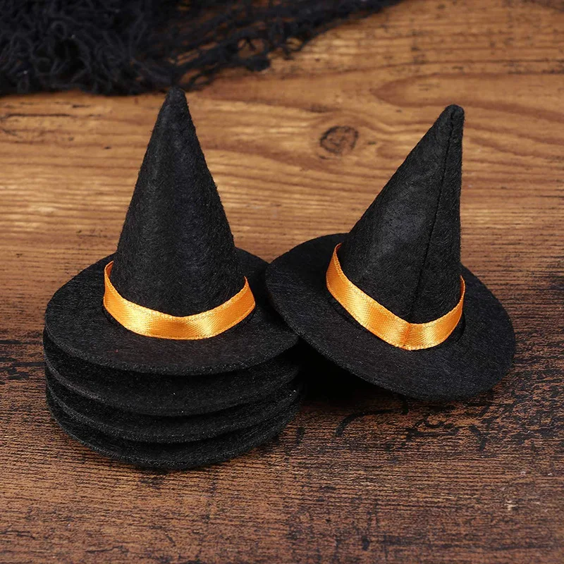 Dollhouse Miniature Christmas  Halloween decoration accessories  mini non-woven black witch hats hat for elf dolls decoration