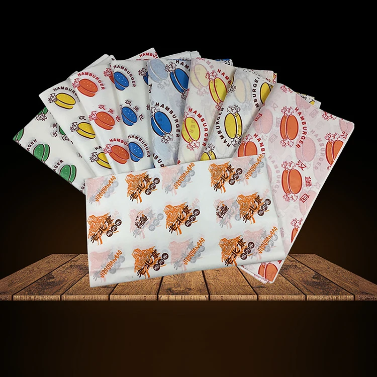 wholesale custom food grade pe coated greaseproof sandwich paper packaging and burger paper sheet for food wrapping