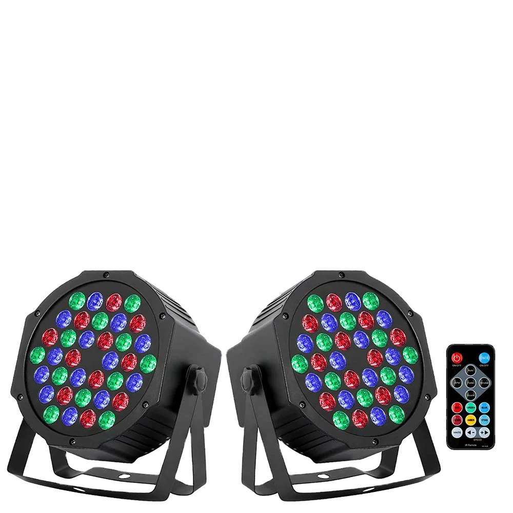 36LED Stage Light, RGB DJ LED Par Light, Remote and DMX Control, Sound Activated Auto Play Uplights for Wedding Birthday 2 Pack
