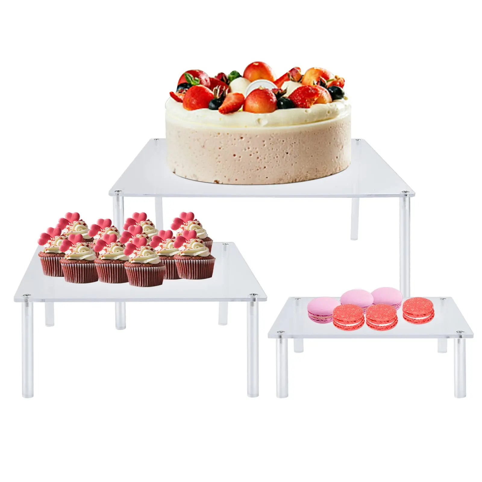 Factory customization 3 Pcs Reusable Cake Decorating Supplies  Acrylic Cake Stands for Birthday Baby Shower Tea Party