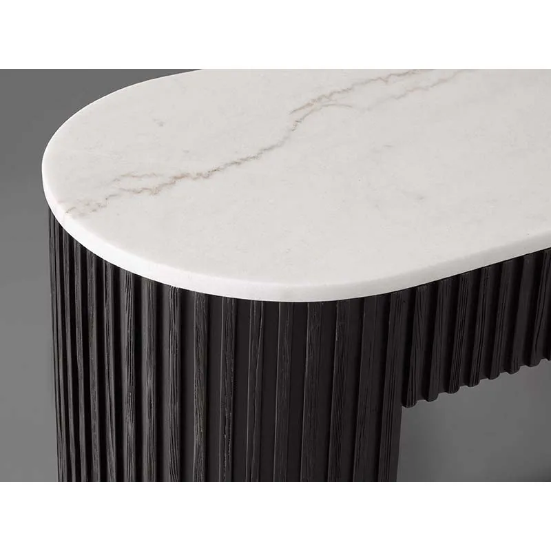 Faddish Marble Table Top Oak Wood Console Table Modern Luxury  Black Hallway Console Table