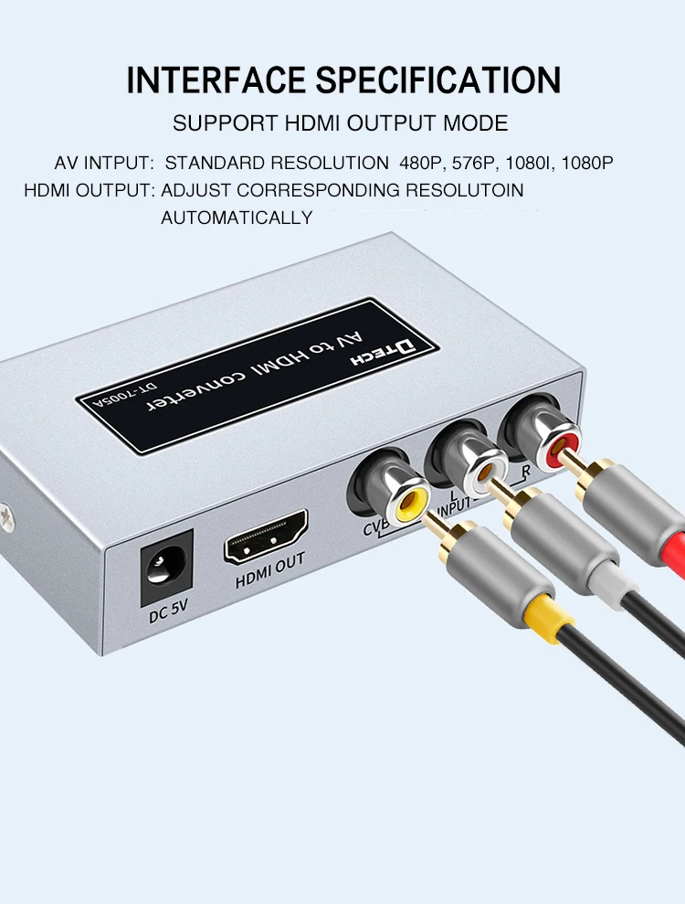 
DTECH 3D Audio and Video RCA Converter Converter 1080P HD 4K HDMI Adopter CE FCC ROHS 1 Years 1 Pc 80db(1khz) Multimedia 9.6kgs 