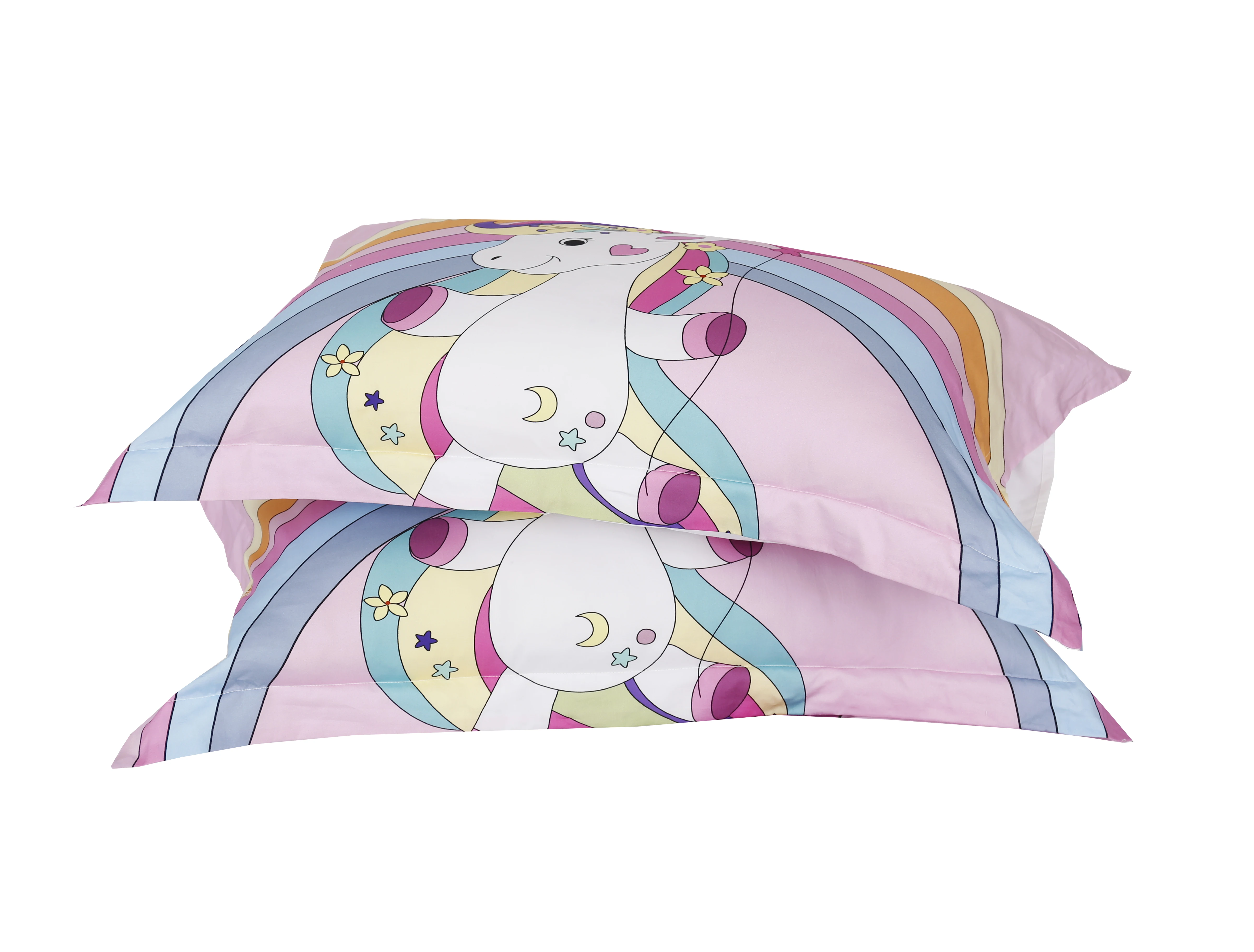 New Arrival kid unicorn cartoon bedding set 100% cotton custom four pcs set