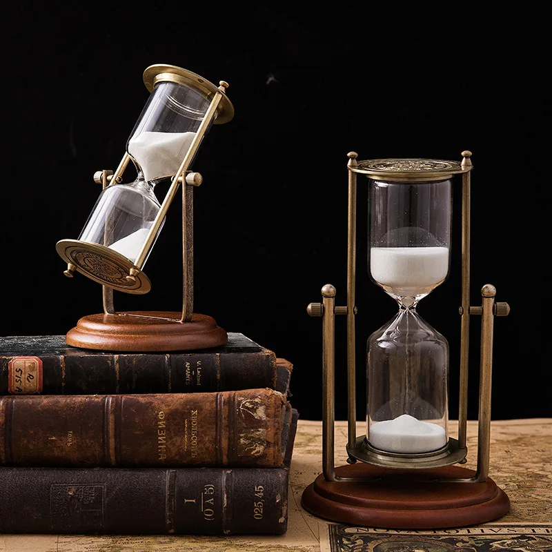 European and American creative metal hourglass ornaments retro handicrafts home decoration hourglass timer