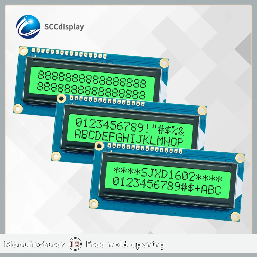 Wholesale price sales16x2 lcd SJXD1602A-D STN Emerald positive lcd character Dot matrix screen lcd display module 1602