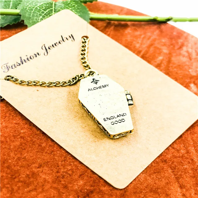 
Factory Price Jewelry Wholesale China Fashion Punk Style Personalized Red Coffin Pendant Necklace For Unisex 