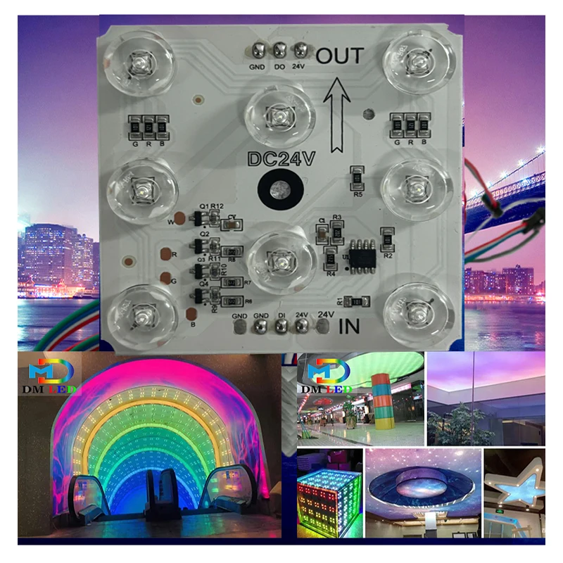 DC24v RGBW DMX512 square led module Programmable magic waterproof blockchain module high brightness for Soft ceiling