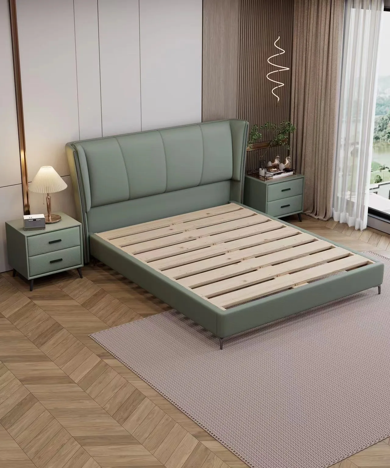 Custom Made Bedroom Furniture Nordic double bed modern minimalist technology cloth master bedroom leather fabric soft bed