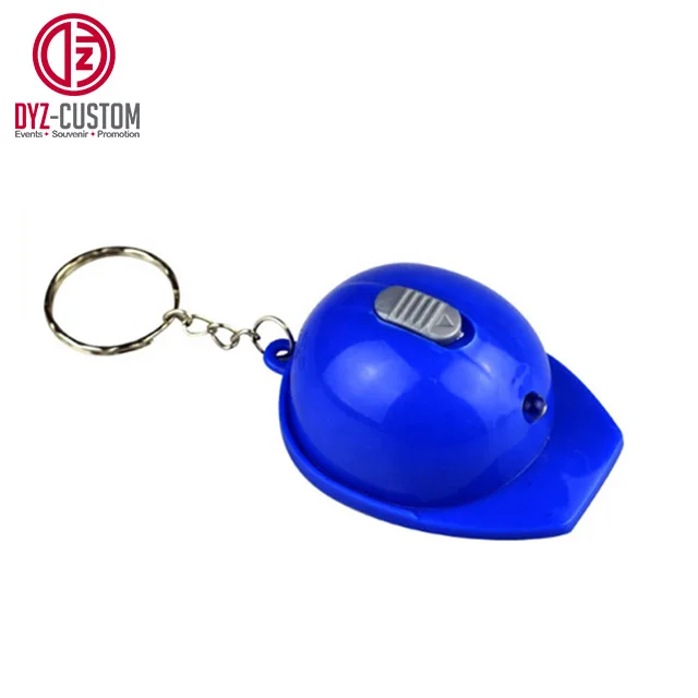 Hard Hat Shaped LED Keychain Bottle Opener Safety Helmet Keyring Made of Plastic with Silk Screen Printing