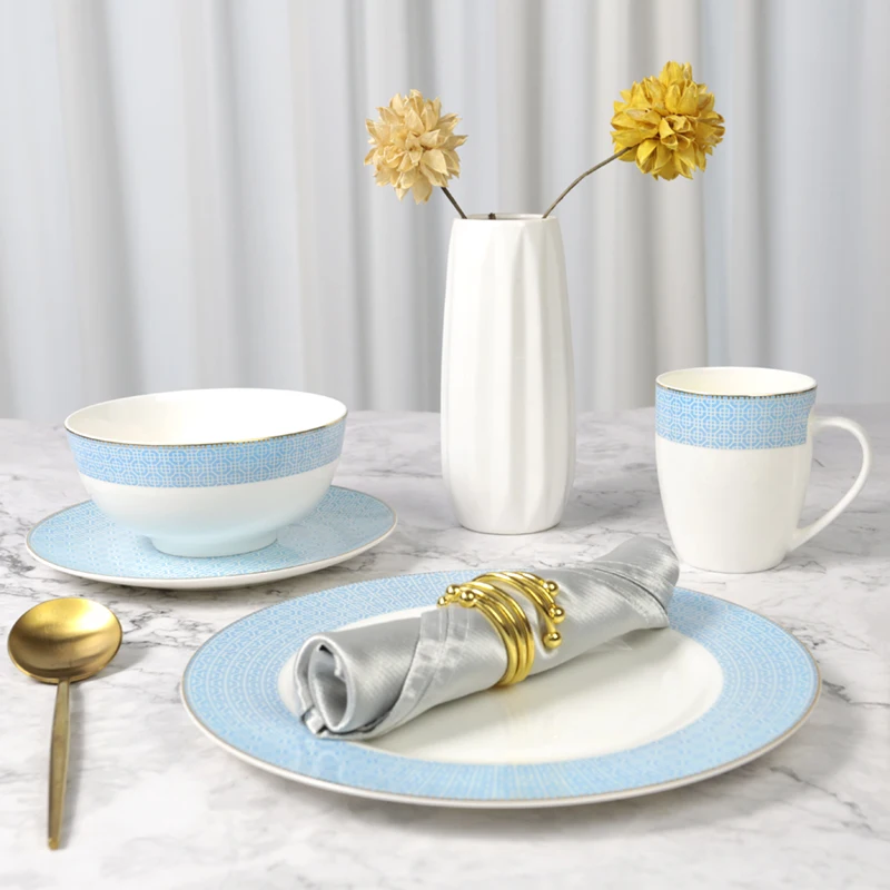 Factory direct dinnerware sets fine bone china dinner set high quality Eco-friendly with excellent designs shining golden line