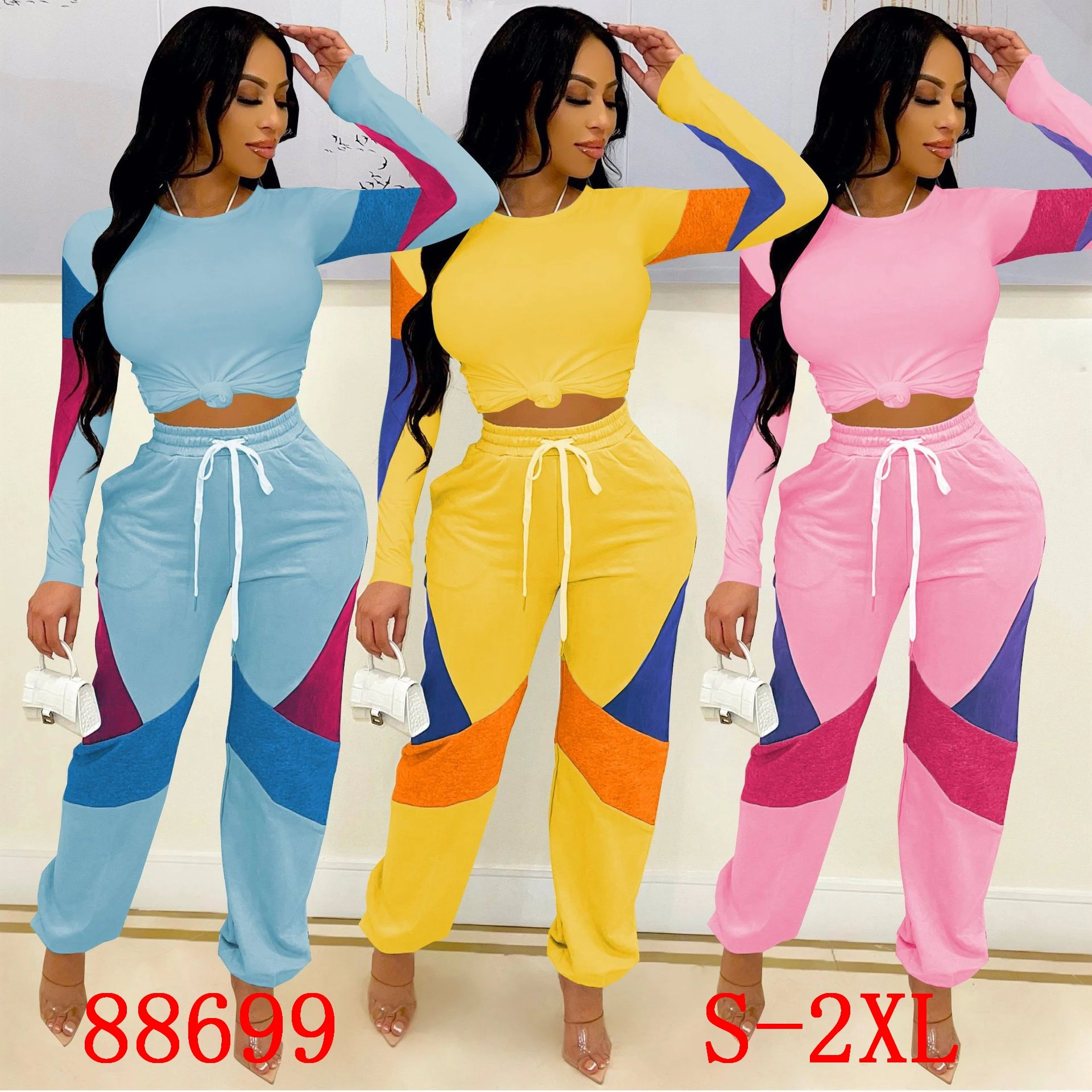 (0.5)88699  custom logo fall winter casual wholesale 2021 sexy fashion tracksuit outfit fall two piece pants set for women