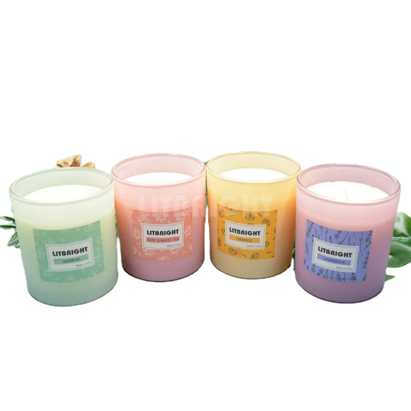 Wholesale candle custom logo Wedding Home Christmas Luxury Aromatherapy Fragrance Aroma Soy Wax Scented Glass Jar Candles