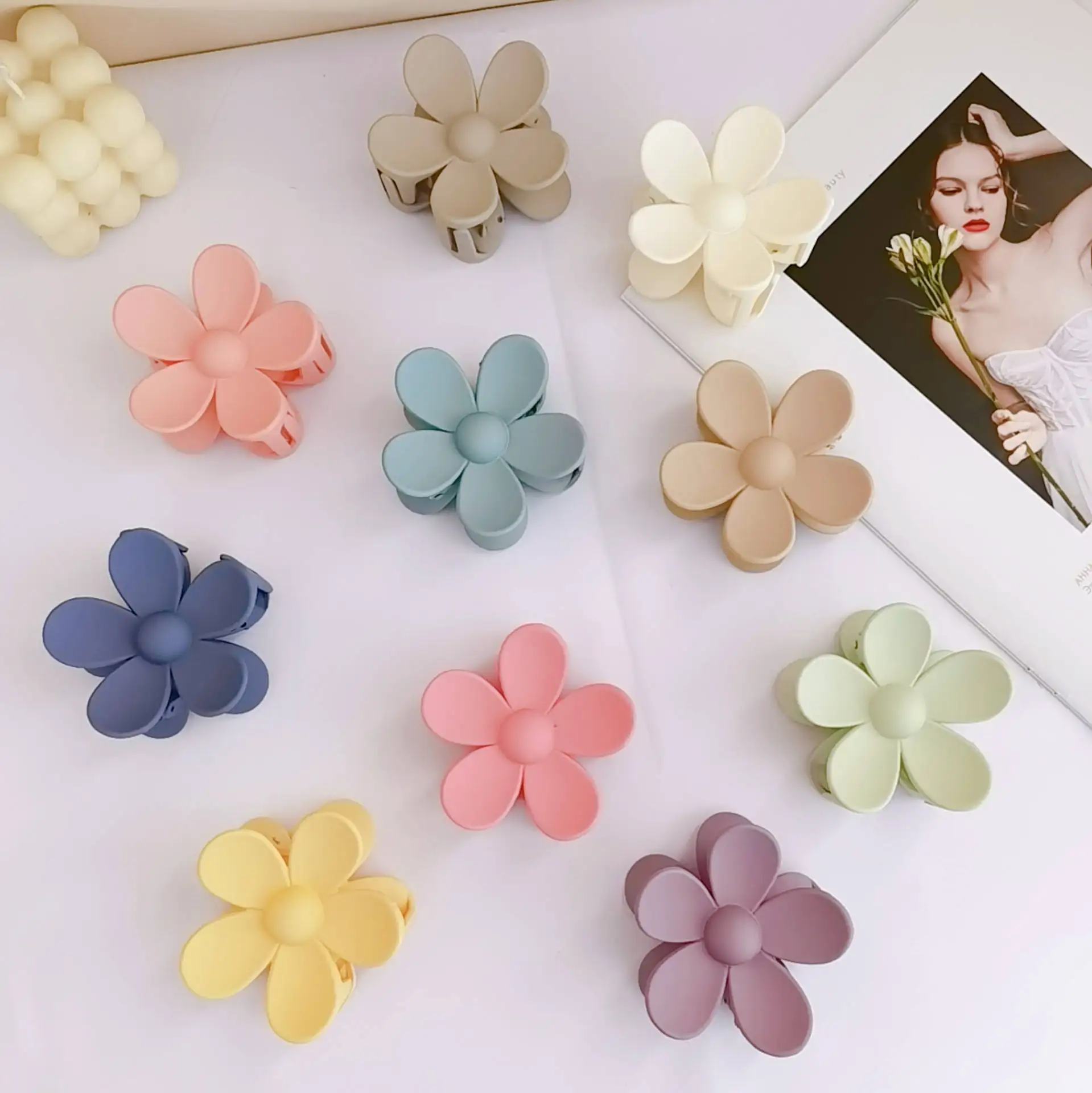 Sayoung OEM/ODM Hot selling plastic sweet hair claw clips new trending  candy colors flower  hair clips for summer accessories