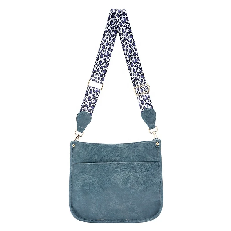 2022 New European And American Popular Pu Solid Color Leopard Print Shoulder Strap Messenger Bag