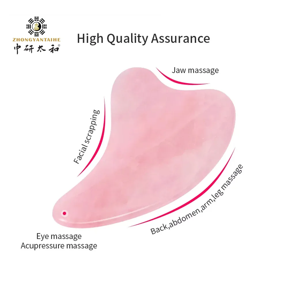 Heart Shaped Gua Sha Guasha Board Rose Quartz Pink Jade Stone Scraping Massage Tool Gua Sha Board