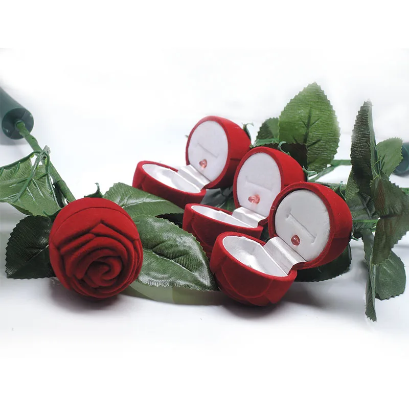 Мистические свадебные подарки искусственная фланелевая красная роза букет кольцо коробка ювелирные изделия аксессуары для Дня Святого Валентина вечеринки
