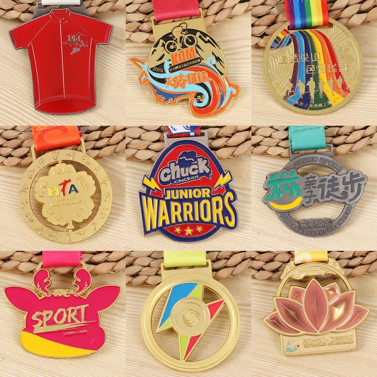 Championship Trophy Medals with Custom Ribbons Unique Custom Sports Medals for Winners