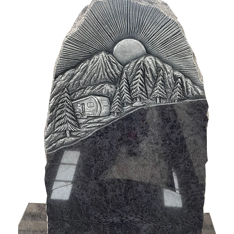 Free Samples Scenic Monument Laser Exquisite Engraving Granite Memorial Flat Tombstone
