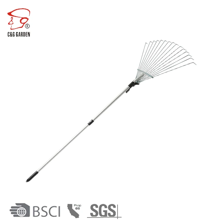 RK15-203 15Tines Garden leaf rake with Aluminium tube steel rake garden adjustable kid rakes