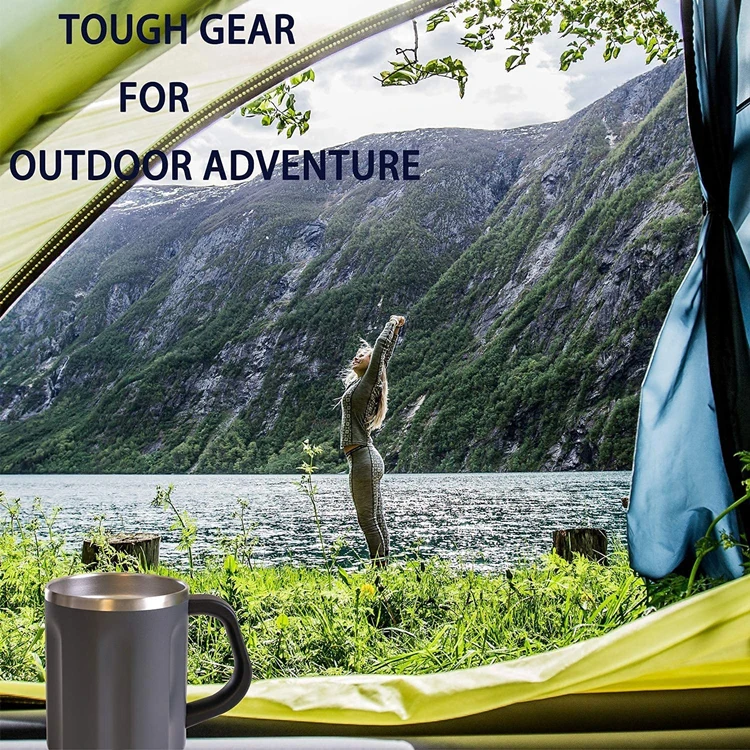 PURPLESEVEN Double Wall Vacuum Insulated 304 Stainless Steel 16oz Thermos Beer Mugs Travel Coffee Mug with Handle and Slider Lid