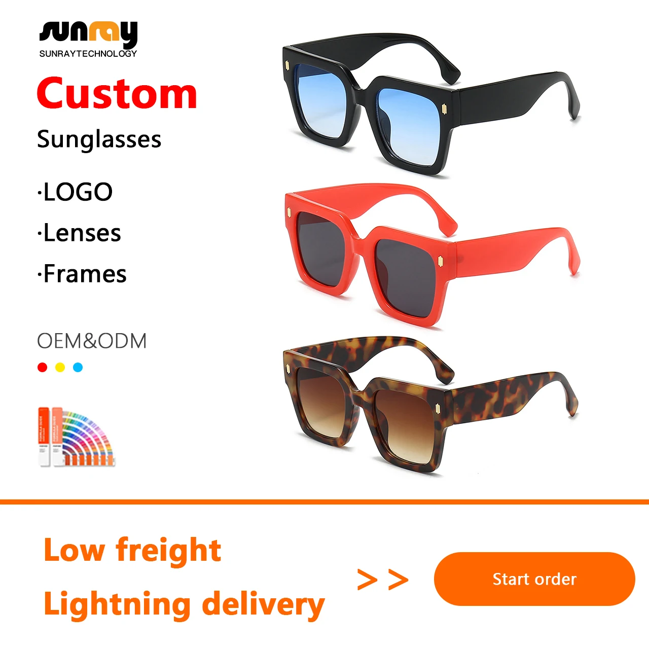 Whosale High Quality Square Big Frame Eyeglasses Classic Fashion Sun Glasses UV400 Polarized Unisex PC Frames Sunglasses