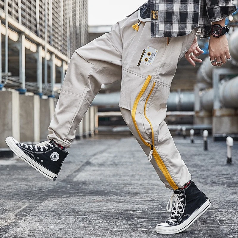 
Dropshipping Mens Streetwear 100% Cotton Fashion Khaki Cargo Jogger Pant 