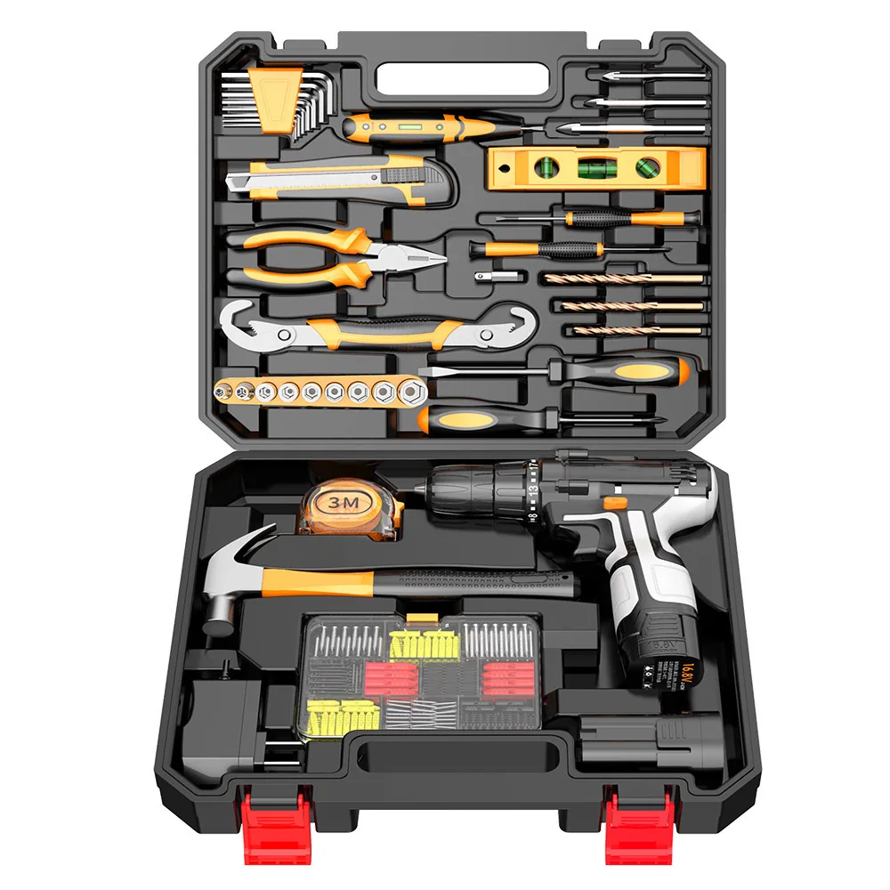 21pcs 16.8V 2800MAH Li-Ion Rechargeable Cordless Tools Combo Kit 10mm Max Drilling Diameter OEM Wireless Drill Home Use ODM
