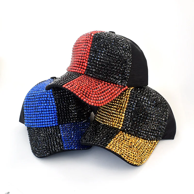 Hot selling two-color rhinestone design hip hop hat baseball cap with custom logo suitable for show dancing pointed hat unisex