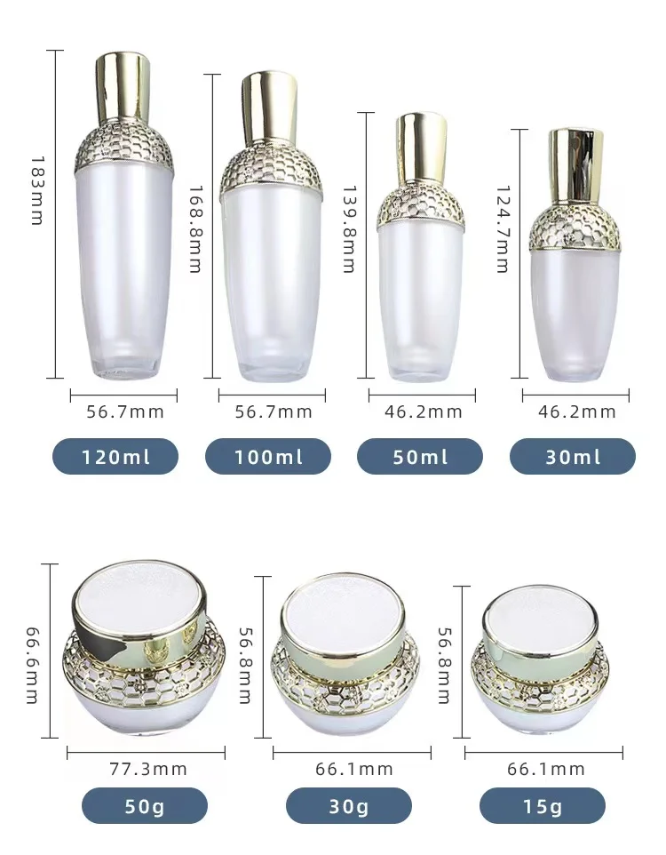 Custom logo luxurious High-grade luxury cosmetic bottles court retro acrylic cosmetic bottle and jar cosmetic container package