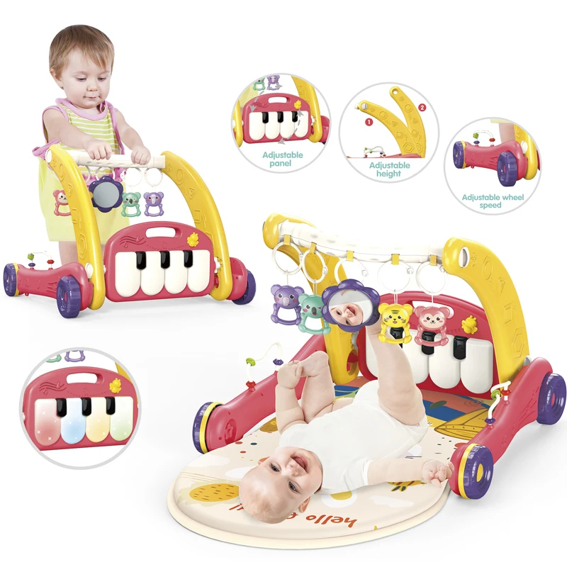 Rack and Walker Baby 2 in 1 Play Mat for Toddlers with Music Baby Walker for Learn to Walk Push/Pull Toys & Walkers
