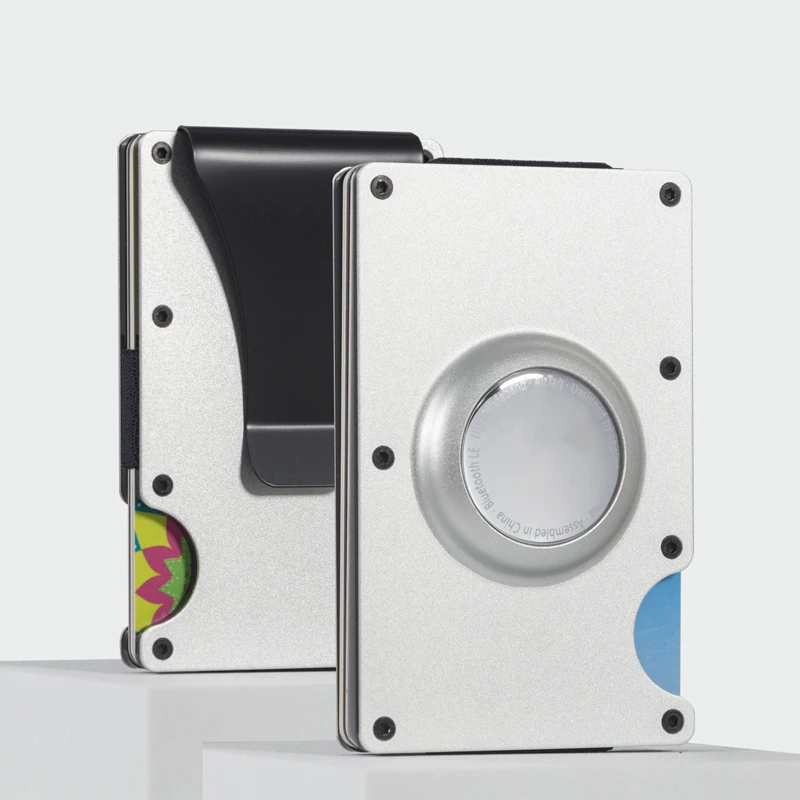 Top Quality Front Pocket RFID Blocking Card Holder Aluminum Alloy Wallet With Airtag Case For Holding Banking Cards And Airtag