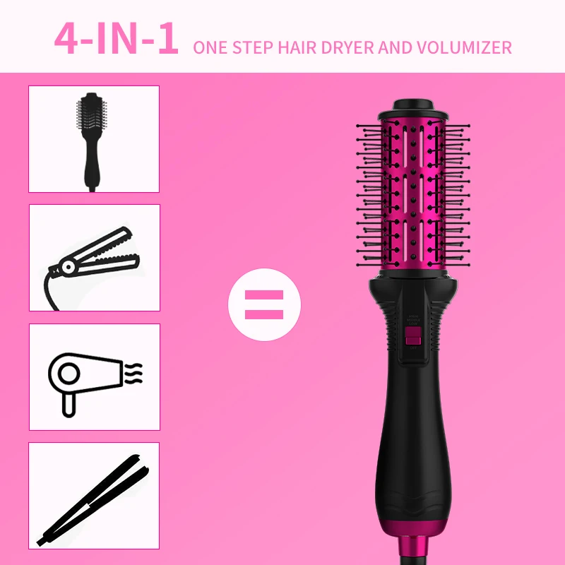 Single/Dual Votage Factory Price 3-in-1 Professional Round One Step Electric Hair Rotating Portable Blow Salon Dryer Comb Brush
