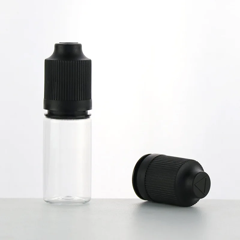 Manufacturers 5ml 10ml clear plastic vape e liquid bottle transparent pet eye dropper bottle with white TPD cap