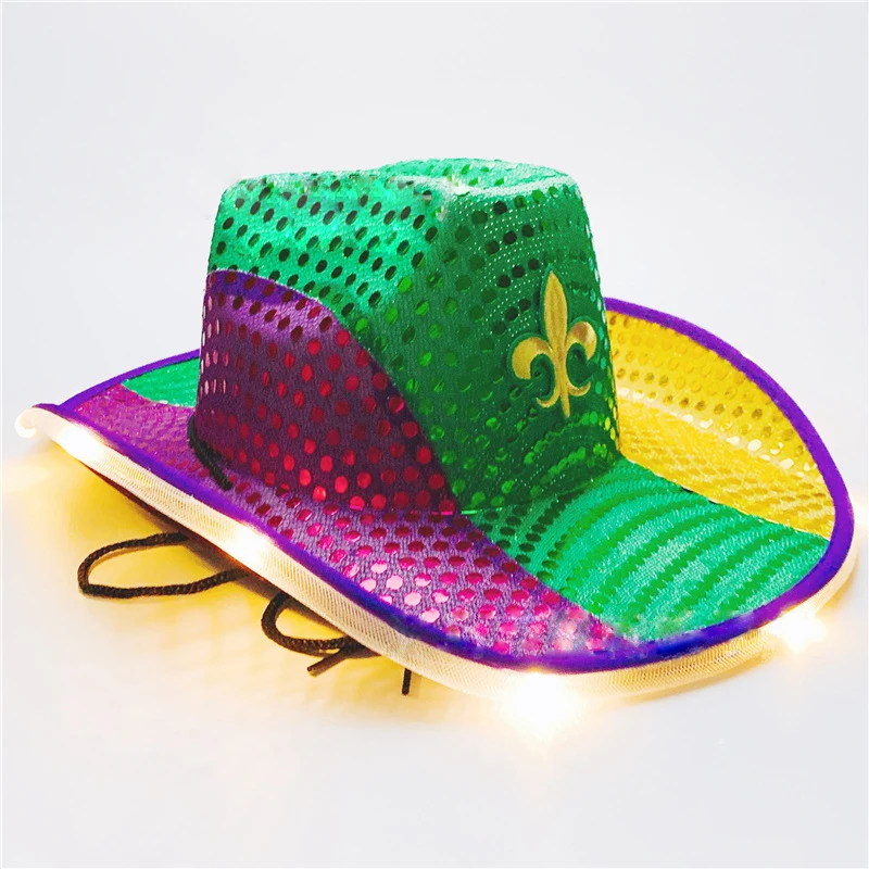 carnivalsequin led popular Cowboy many color Hat for Back to School performer adults