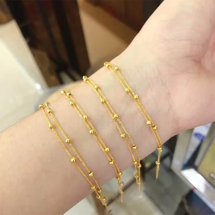 
18K pure real solid yellow gold chain bracelets women 