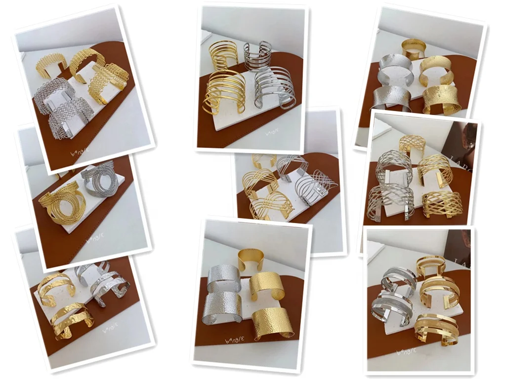 brass cuff bangle bracelet for women new arrival 2024 gold plated wide hollow intersect bangles jewelry ladies indian