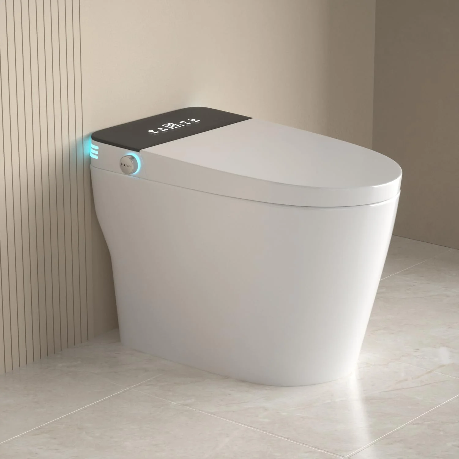 High-End Automatic Electric Ceramic Toilet Smart round Bowl with S-Trap Drainage Remote Control Function Floor Mounted Bathroom