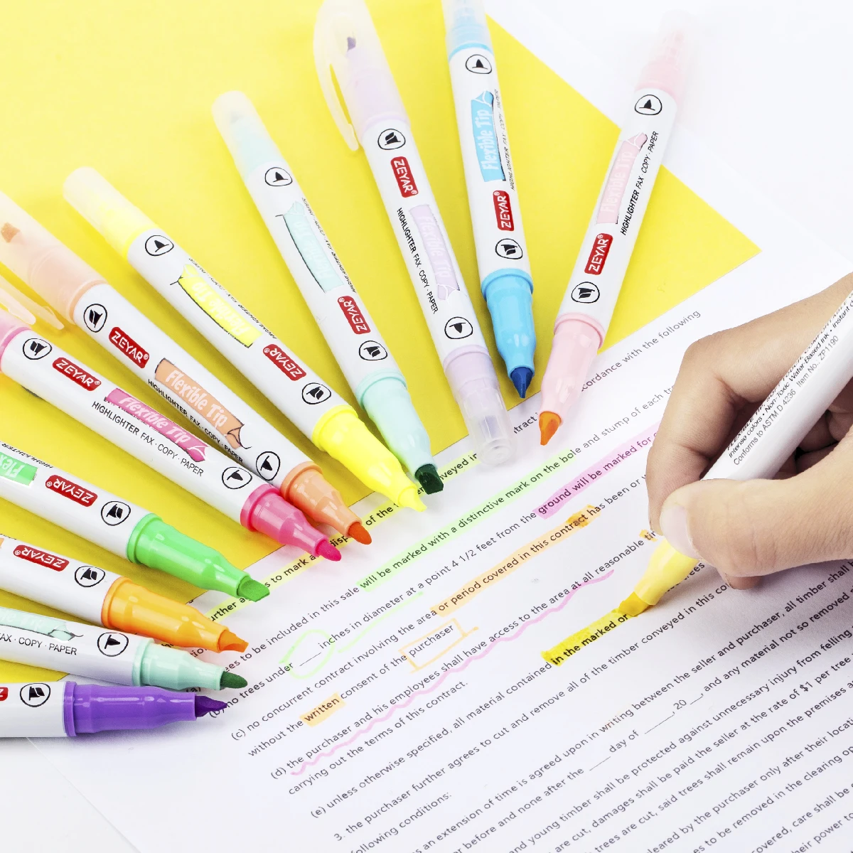 Zeyar brand ZP1190 Highlighter, Dual Tips,Flexible nib,smooth writing,12 vivid colors,imported ink,,good marker and  pen