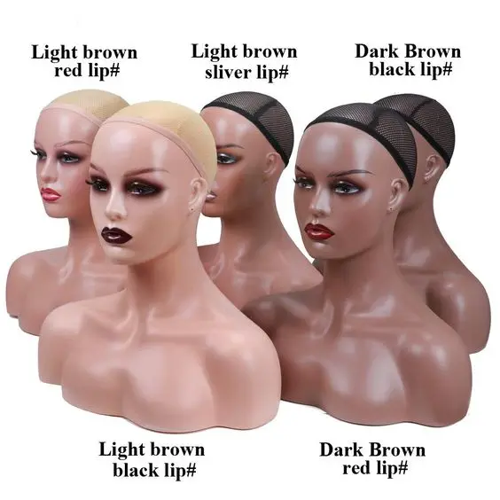 Mannequin with wig European and American big breast model head for black women